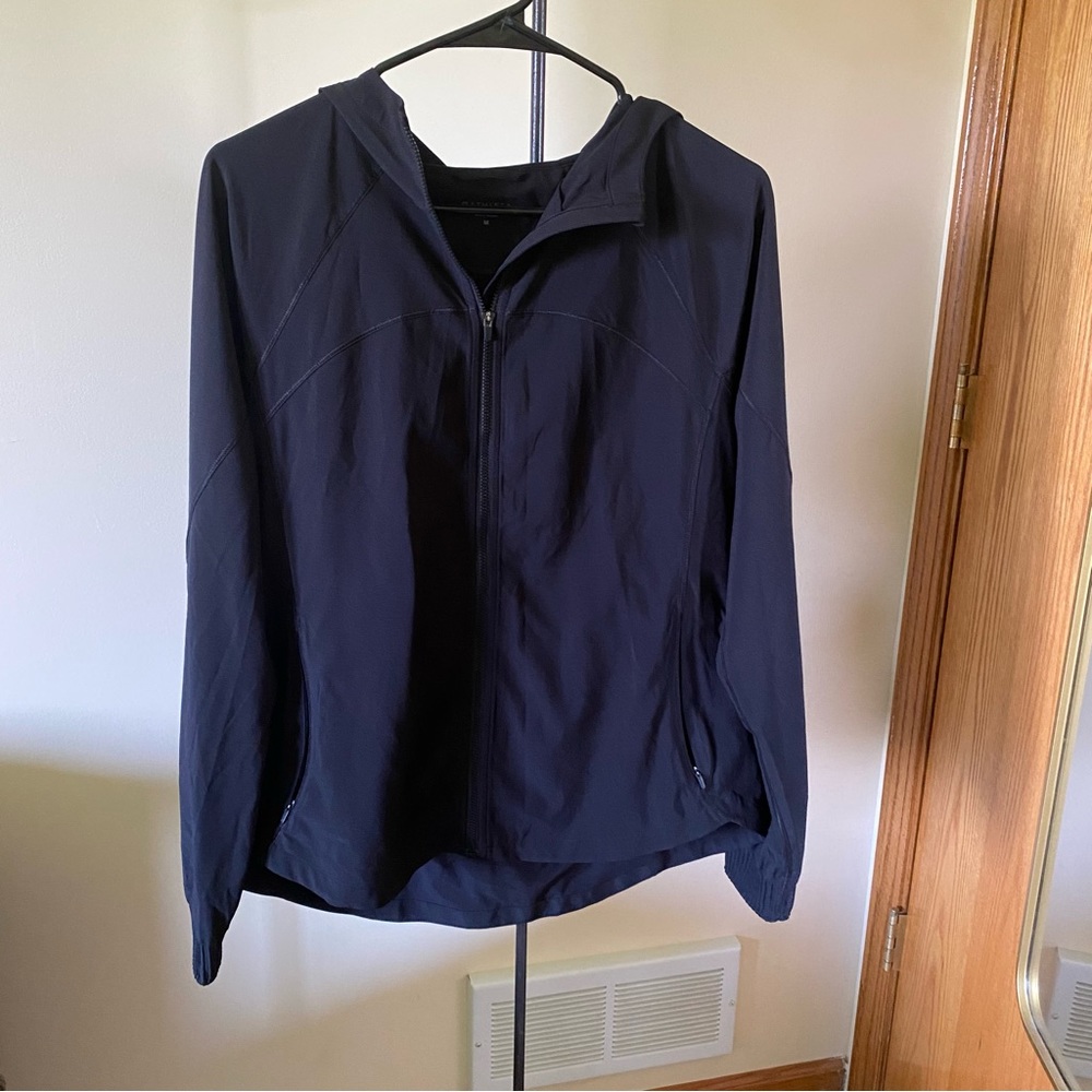 Athleta Black Hooded Zip Up Jacket M
